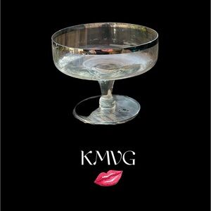 Vintage Lotus Quality Platinum Trim Champagne Glass Silver Rim MCM